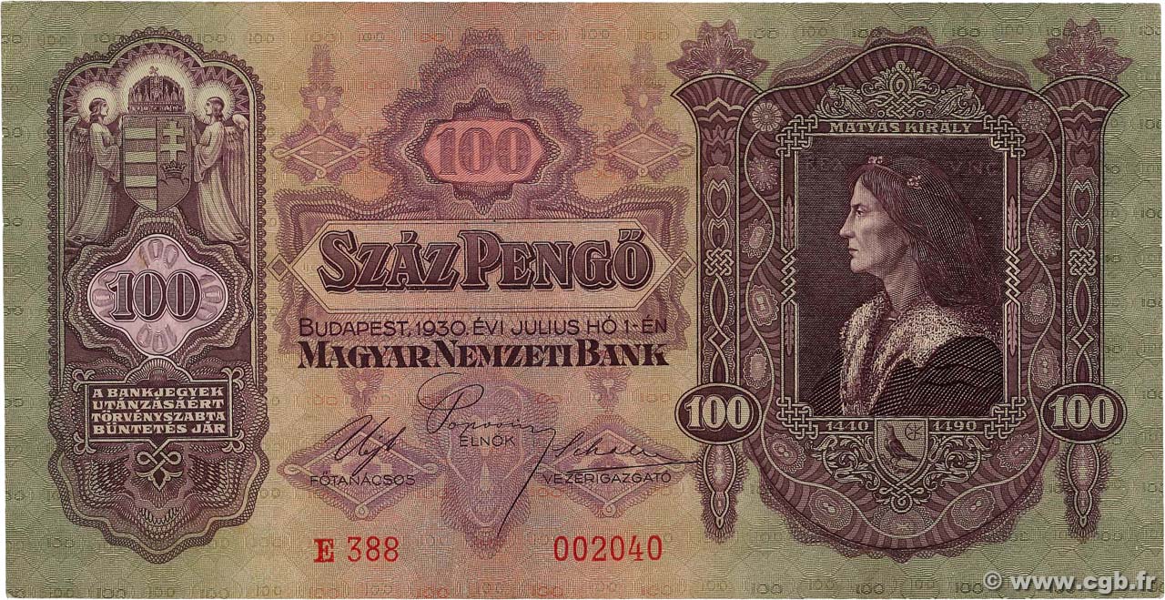 100 Pengö UNGHERIA  1930 P.098 BB