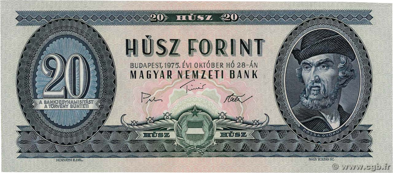 20 Forint HONGRIE  1975 P.169f SPL