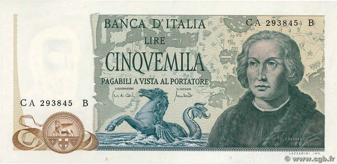 5000 Lire ITALY  1971 P.102a AU