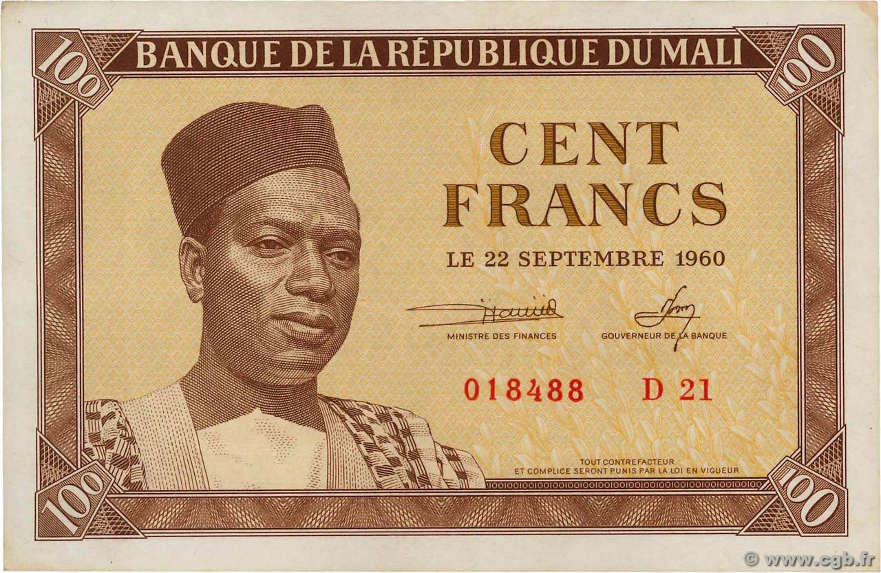 100 Francs MALI  1960 P.02 AU