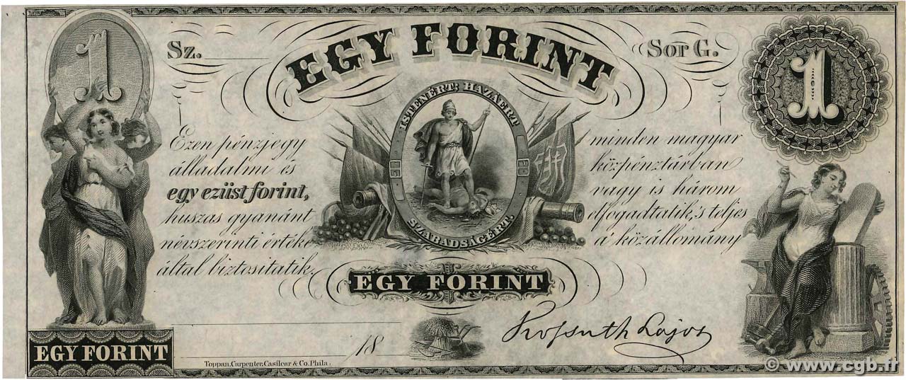 1 Forint UNGHERIA  1852 PS.141r1 q.FDC