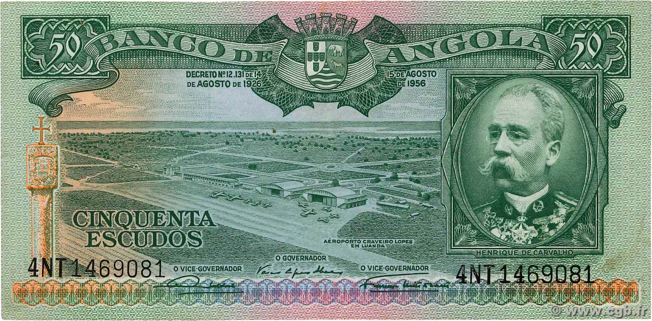 50 Escudos ANGOLA  1956 P.088a MBC