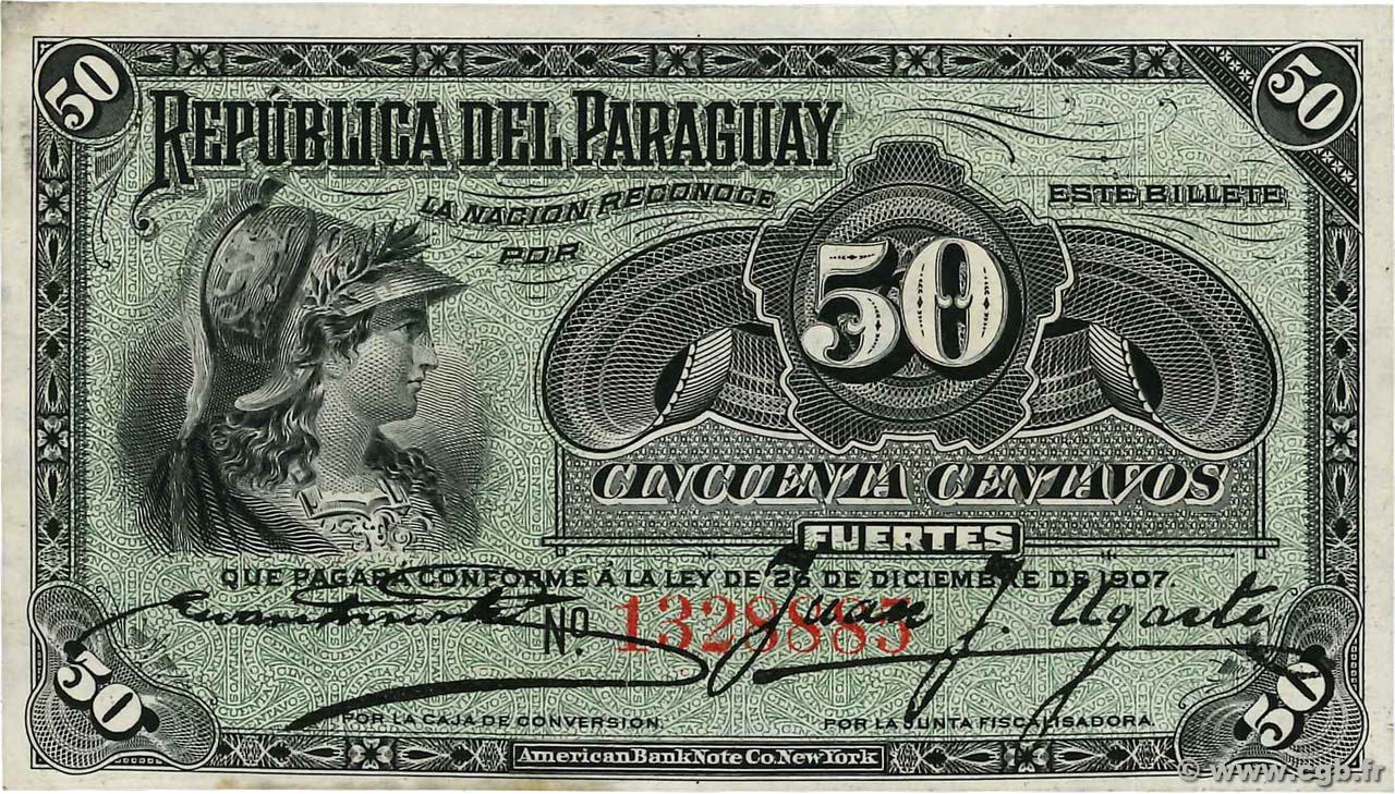 50 Centavos PARAGUAY  1907 P.115 SPL+