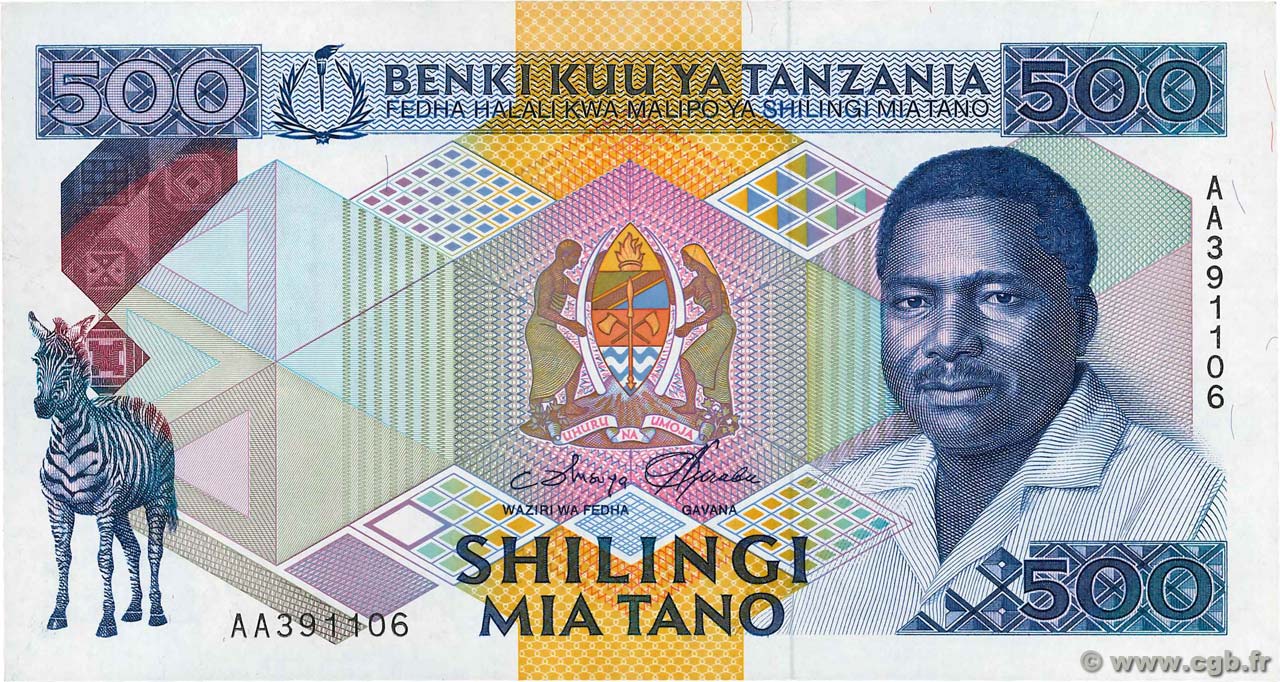 500 Shilingi TANZANIE  1989 P.21a NEUF