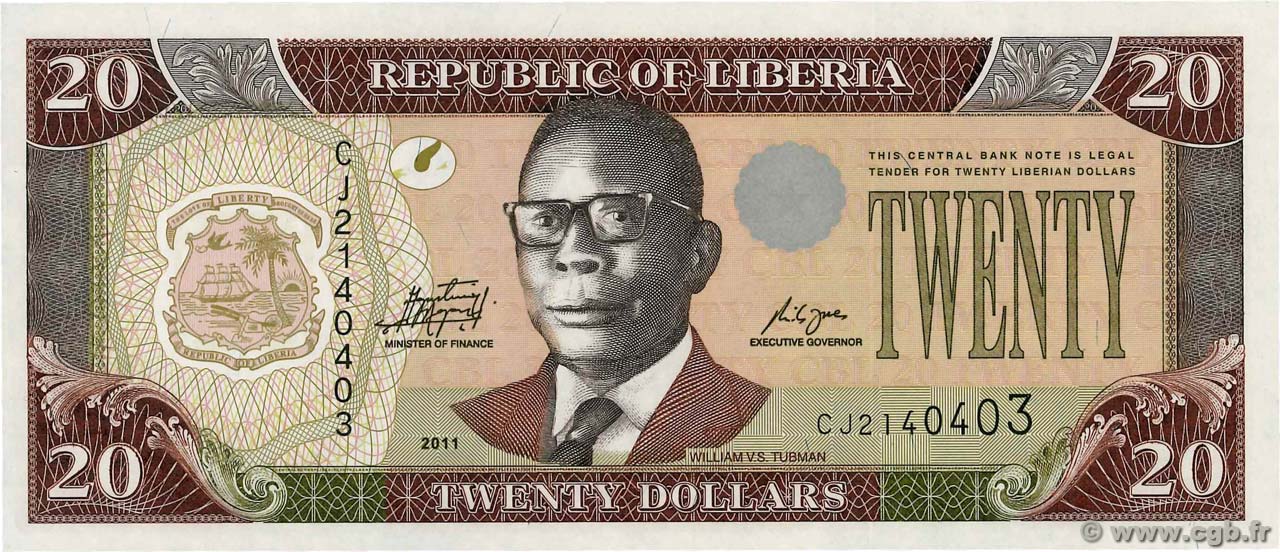 20 Dollars LIBERIA  2011 P.28f UNC