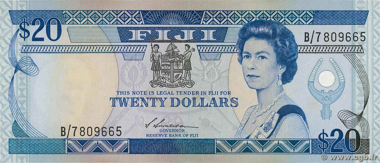 20 Dollars FIJI  1988 P.088a AU