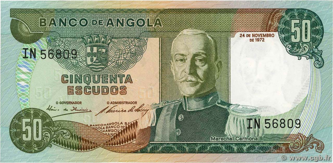 50 Escudos ANGOLA  1972 P.100 NEUF