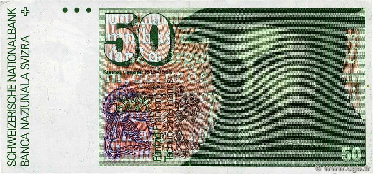 50 Francs SWITZERLAND  1987 P.56g XF