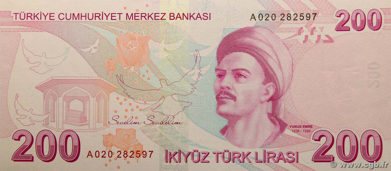 200 Lira TURKEY 2009 P 227 B92 4284 Banknotes