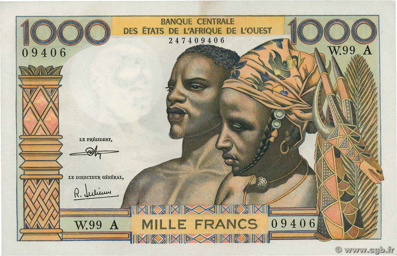 1000 Francs ESTADOS DEL OESTE AFRICANO  1972 P.103Ai SC+