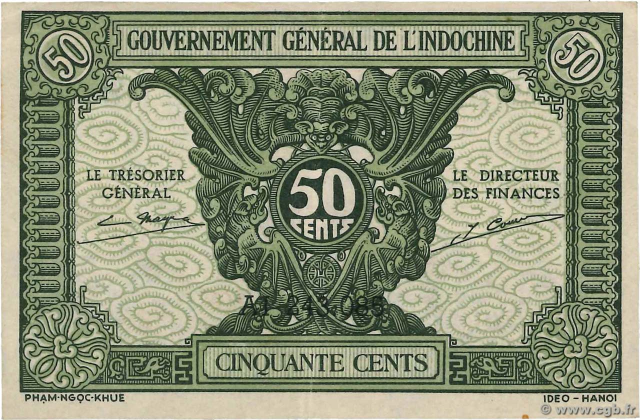 50 Cents FRANZÖSISCHE-INDOCHINA  1942 P.091a VZ