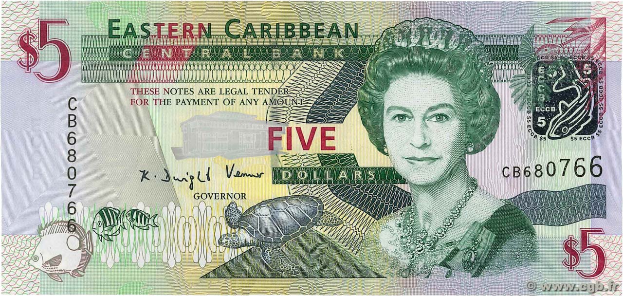 5 Dollars EAST CARIBBEAN STATES  2008 P.47a SC+