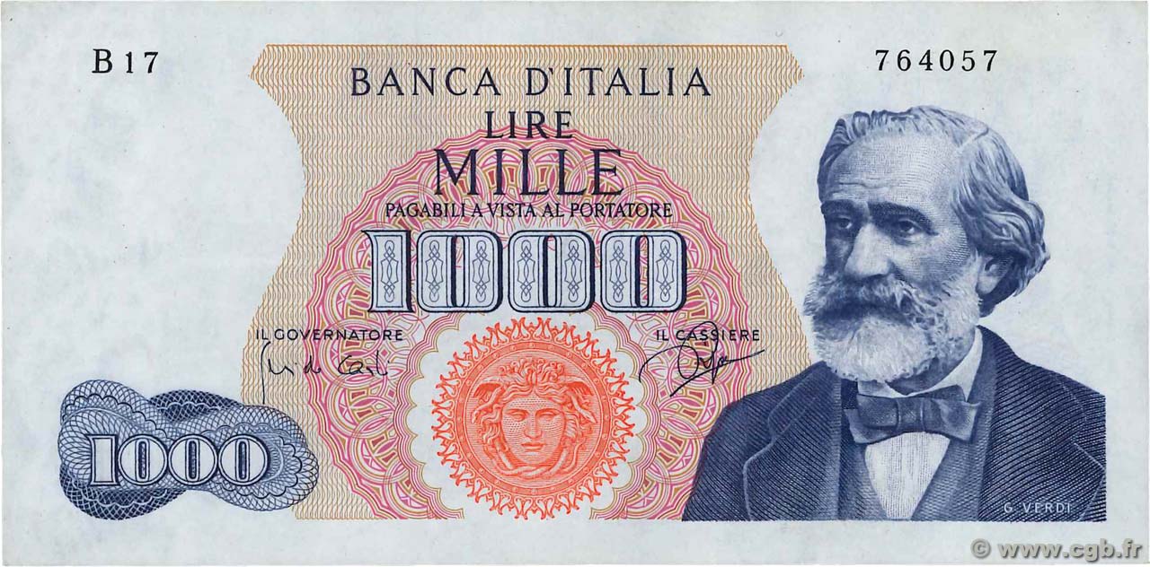 1000 Lire ITALY  1963 P.096b VF