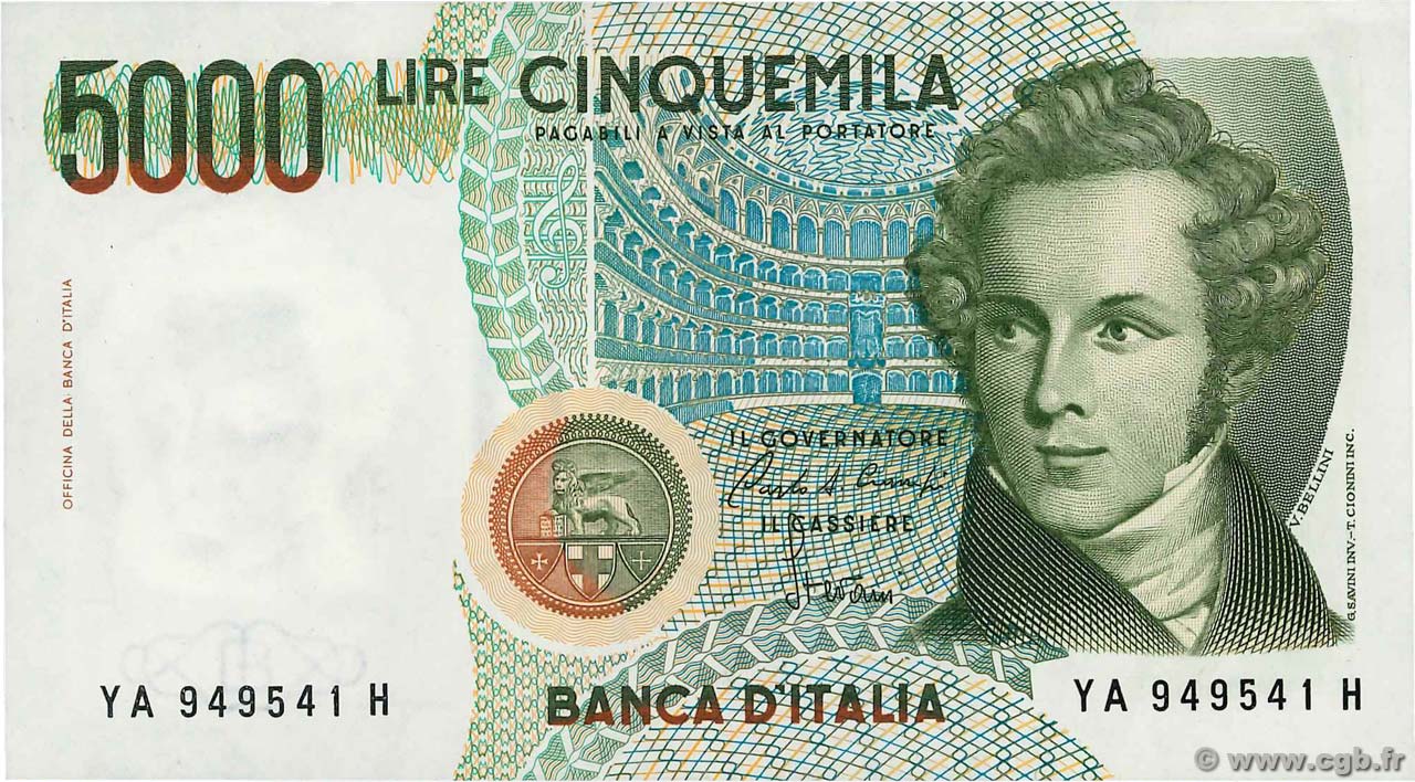 5000 Lire ITALIEN  1985 P.111a fVZ