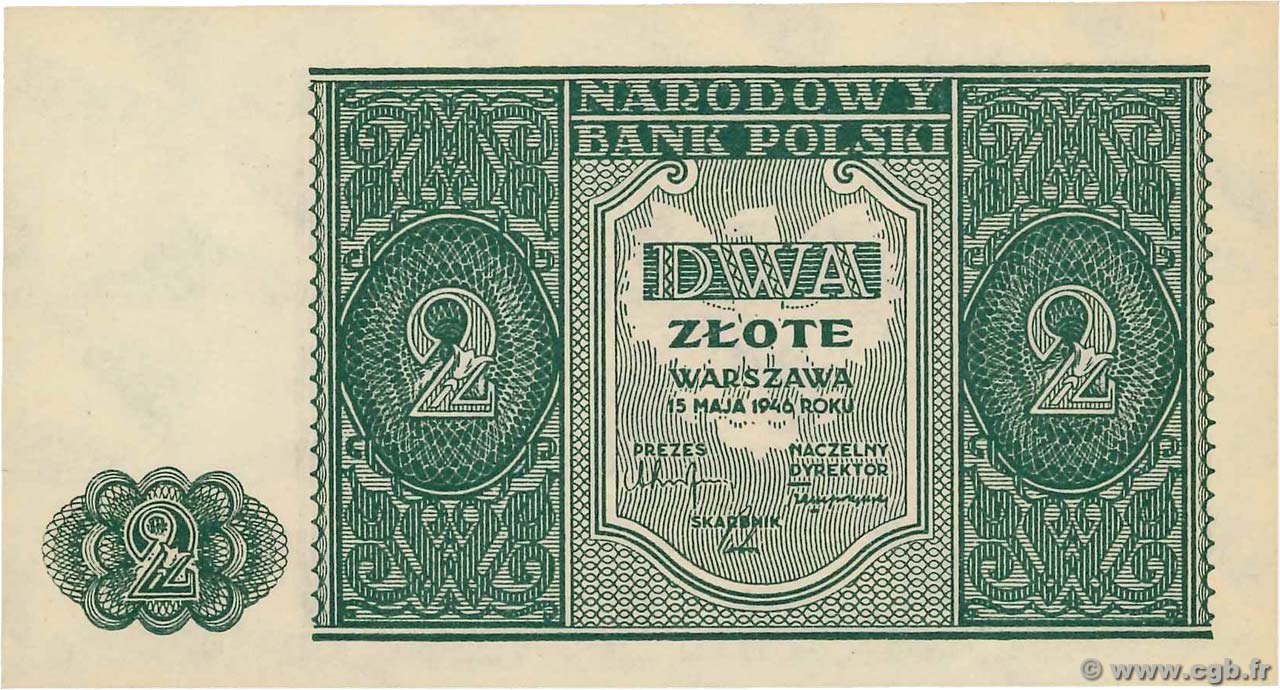 2 Zlote POLAND  1946 P.124 UNC