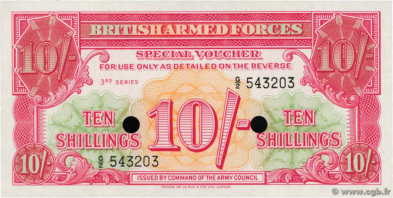 10 Shillings Annulé ANGLETERRE  1956 P.M028b pr.NEUF