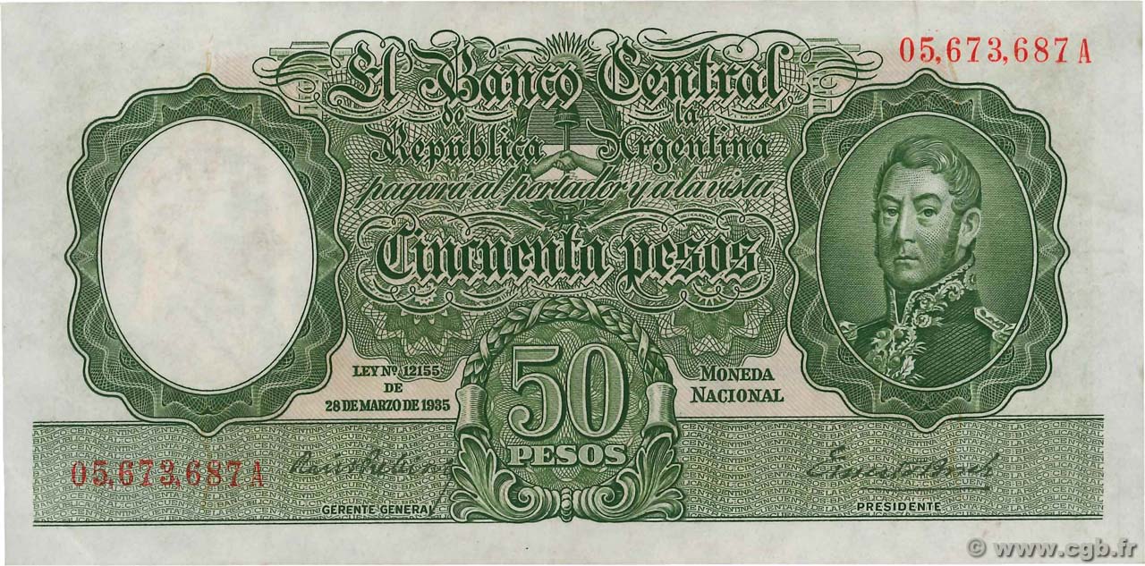 50 Pesos ARGENTINE  1942 P.266a pr.SUP