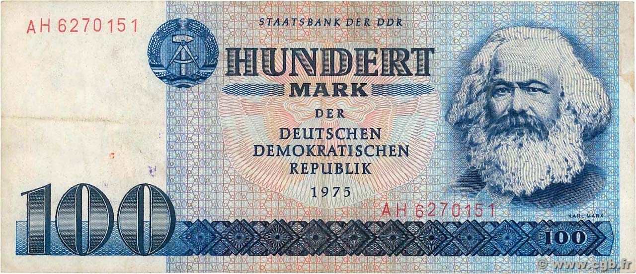 100 Mark GERMAN DEMOCRATIC REPUBLIC  1975 P.31a F
