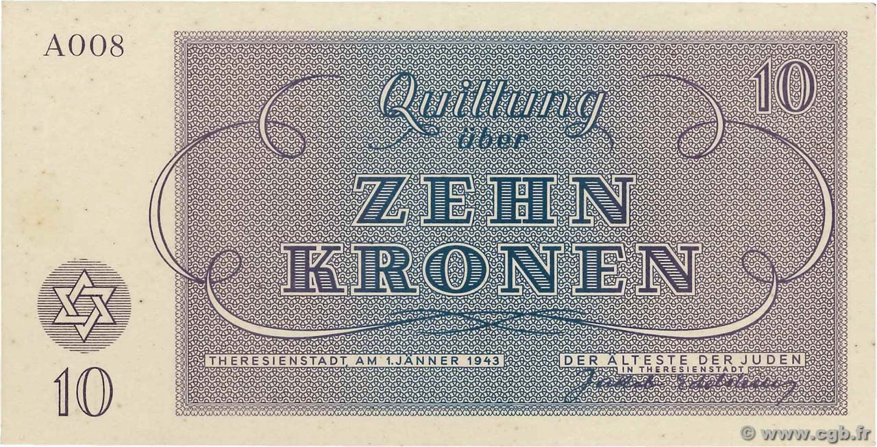 10 Kronen ISRAËL Terezin / Theresienstadt 1943 WW II.704 pr.NEUF