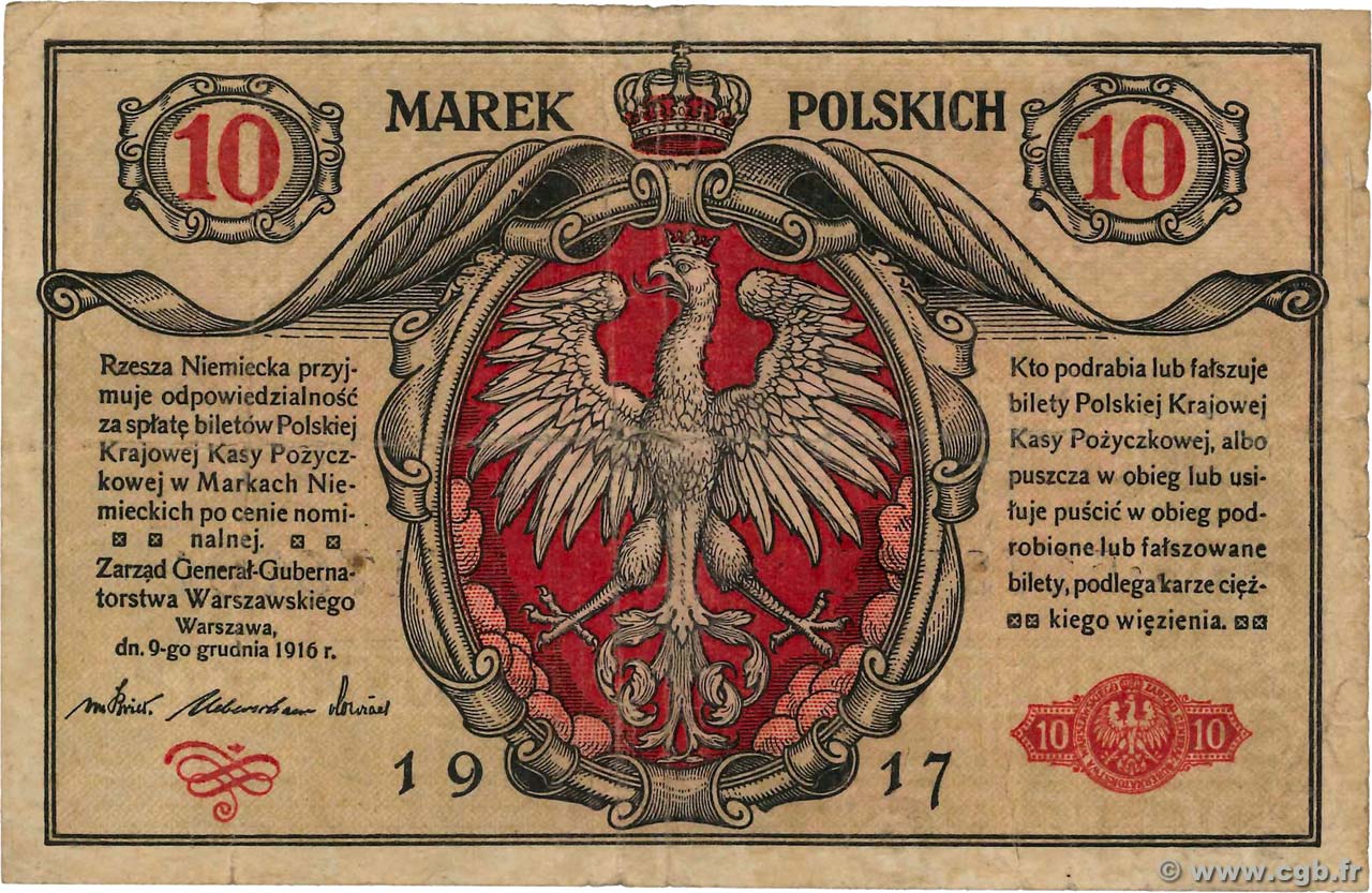 10 Marek POLOGNE  1917 P.012 TB