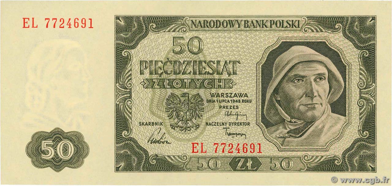 50 Zlotych POLAND  1948 P.138 UNC