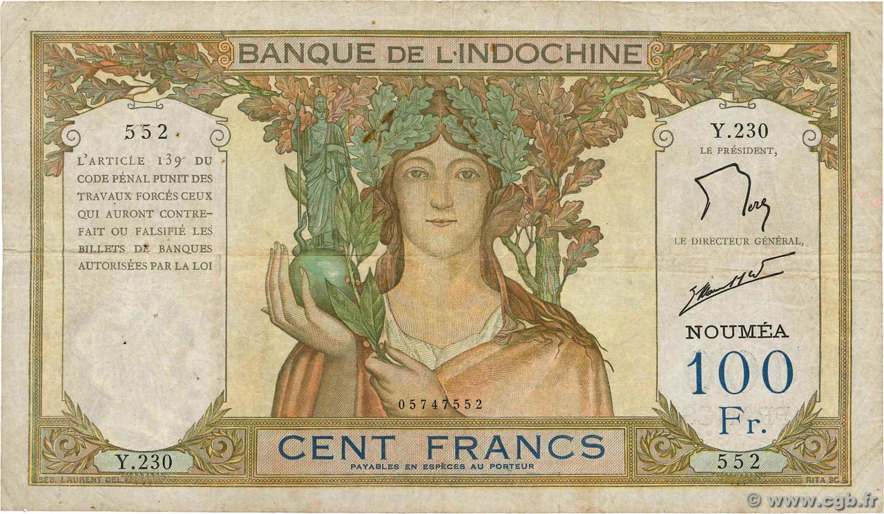 100 Francs NOUVELLE CALÉDONIE  1963 P.42e MB