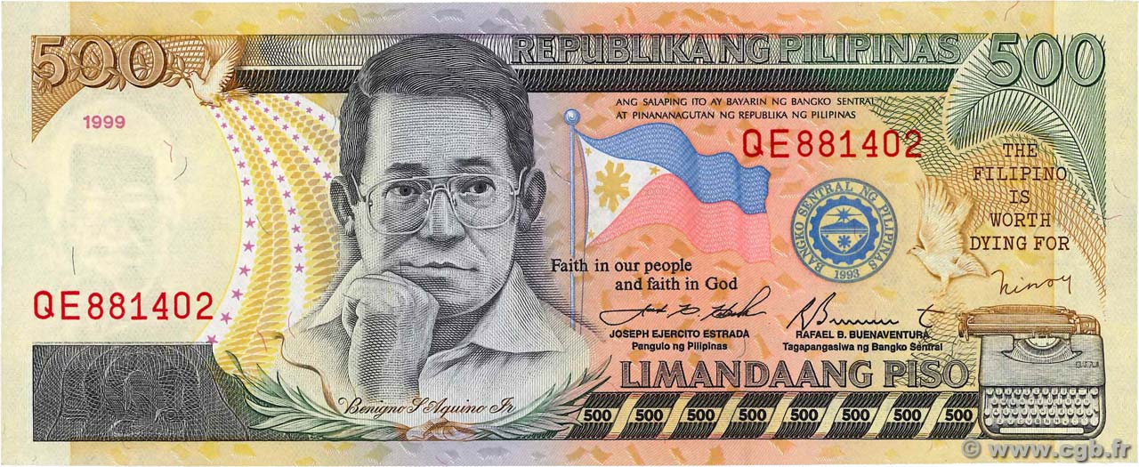 500 Pesos PHILIPPINES  1999 P.185b UNC-