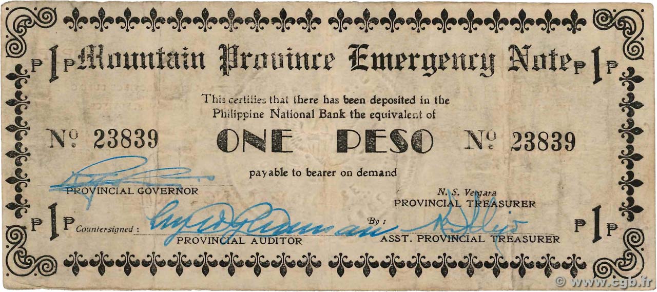 1 Peso PHILIPPINES  1942 PS.595b TB