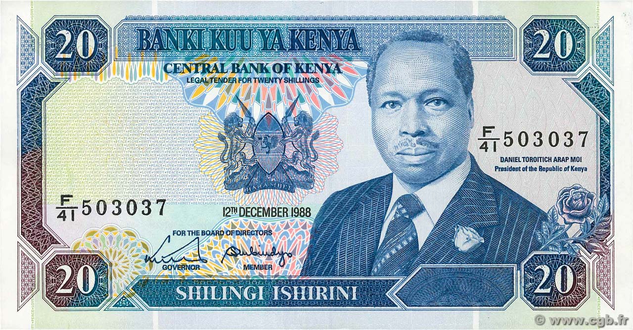 20 Shillings KENYA  1988 P.25a pr.SPL