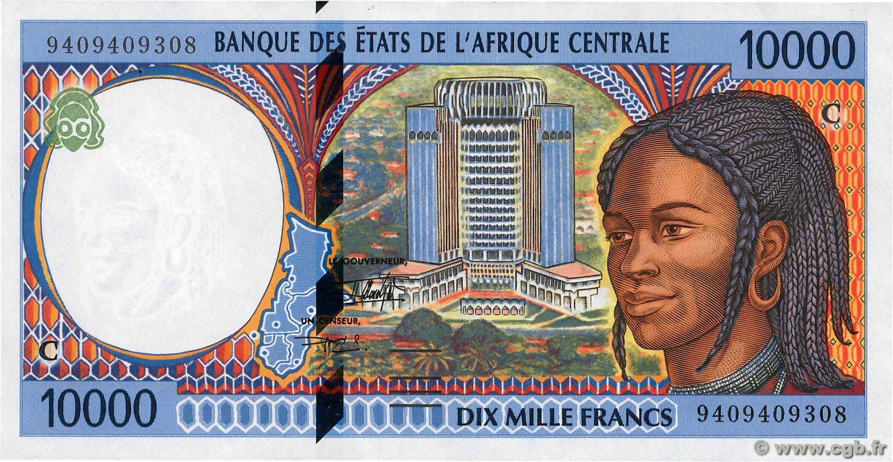 10000 Francs STATI DI L  AFRICA CENTRALE  1994 P.105Ca SPL
