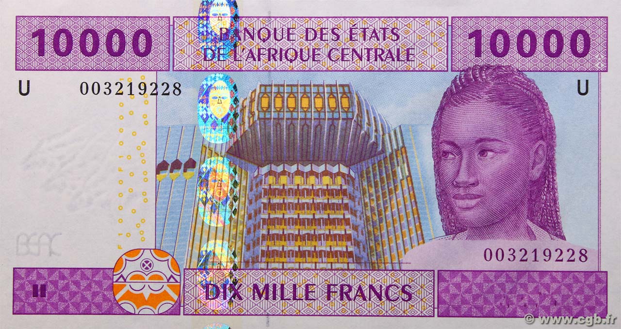 10000 Francs ZENTRALAFRIKANISCHE LÄNDER  2002 P.210U VZ+