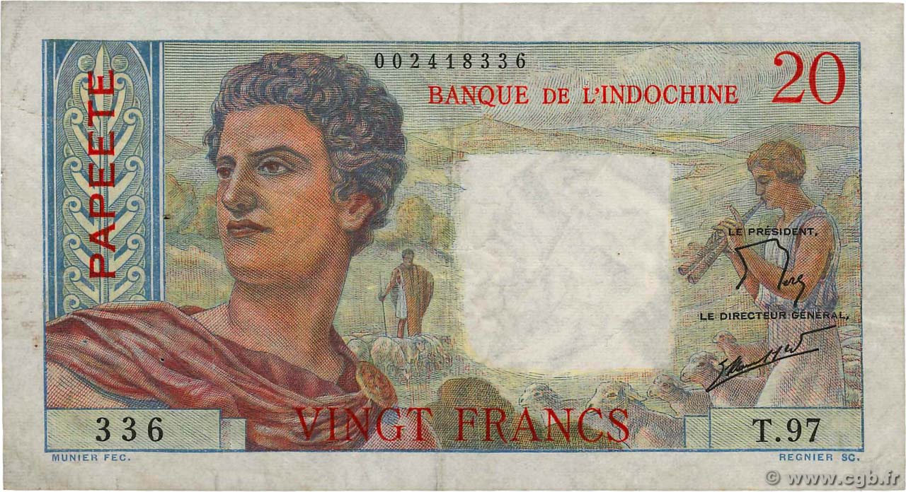 20 Francs TAHITI  1963 P.21c F