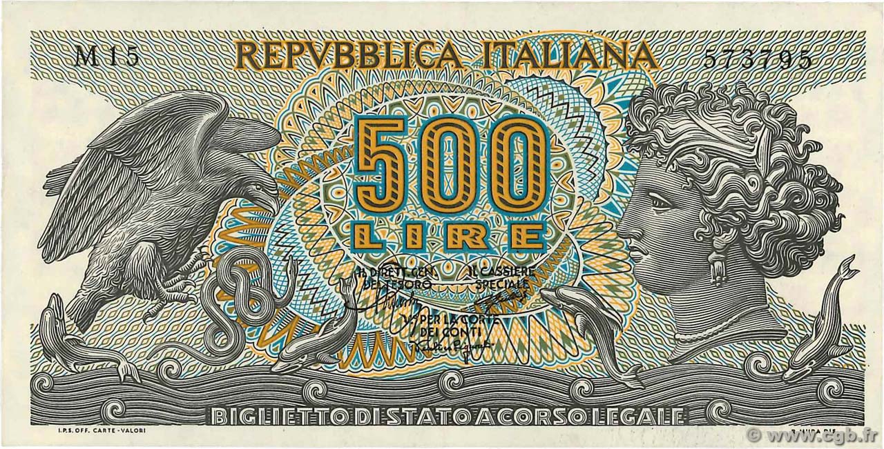 500 Lire ITALIE  1967 P.093a SUP