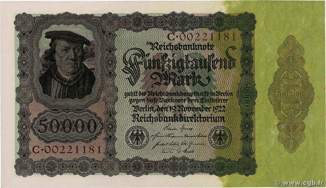 50000 Mark GERMANIA  1922 P.080 q.FDC