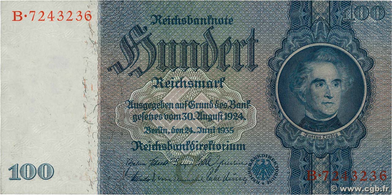 100 Reichsmark GERMANIA  1935 P.183a AU