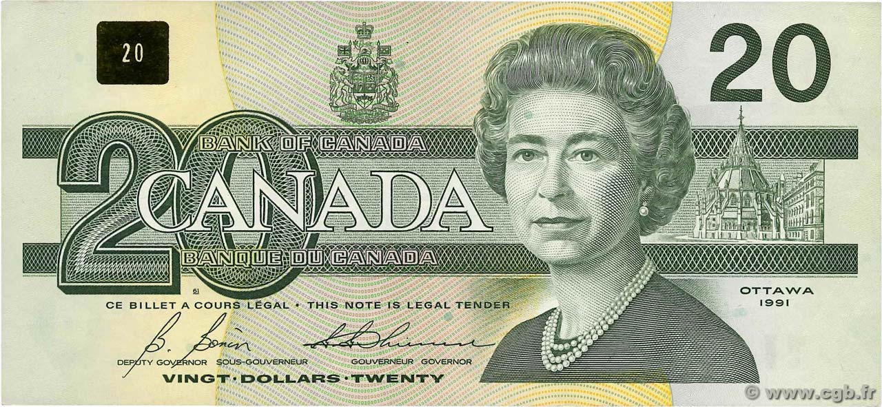 20 Dollars CANADA  1991 P.097b VF+