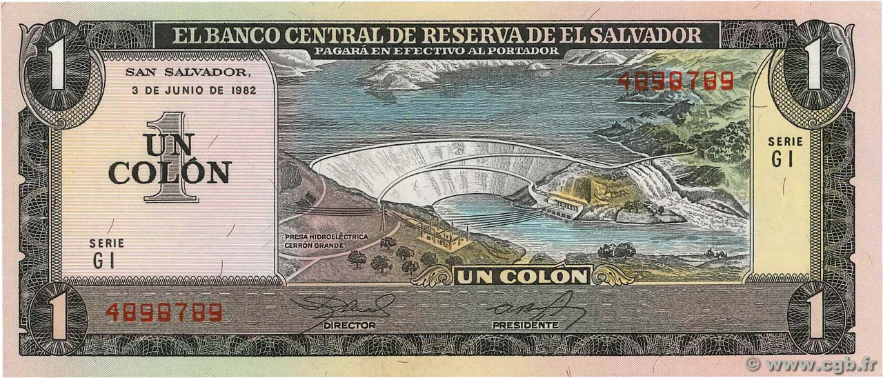 1 Colon EL SALVADOR  1982 P.133Aa SC+