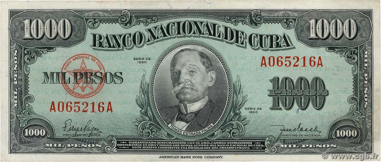 1000 Pesos CUBA  1950 P.084 TTB+