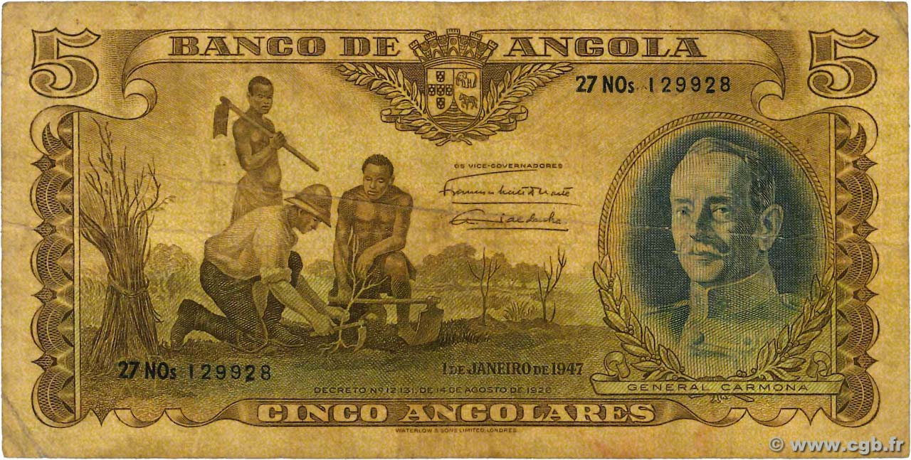 5 Angolares ANGOLA  1947 P.077 BC