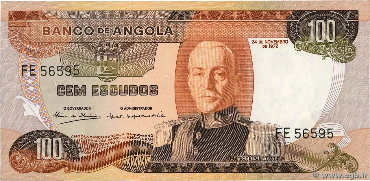 100 Escudos ANGOLA  1972 P.101 EBC