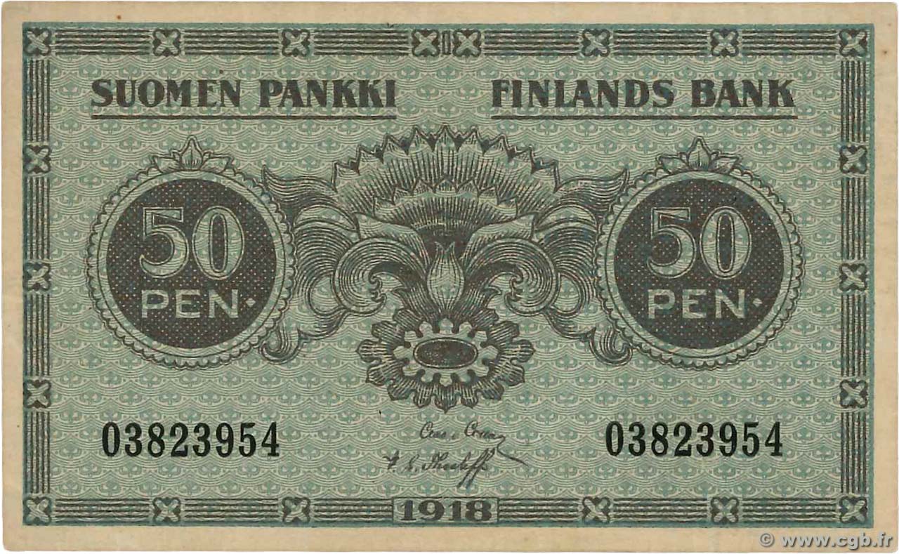 50 Pennia FINNLAND  1918 P.034 ST