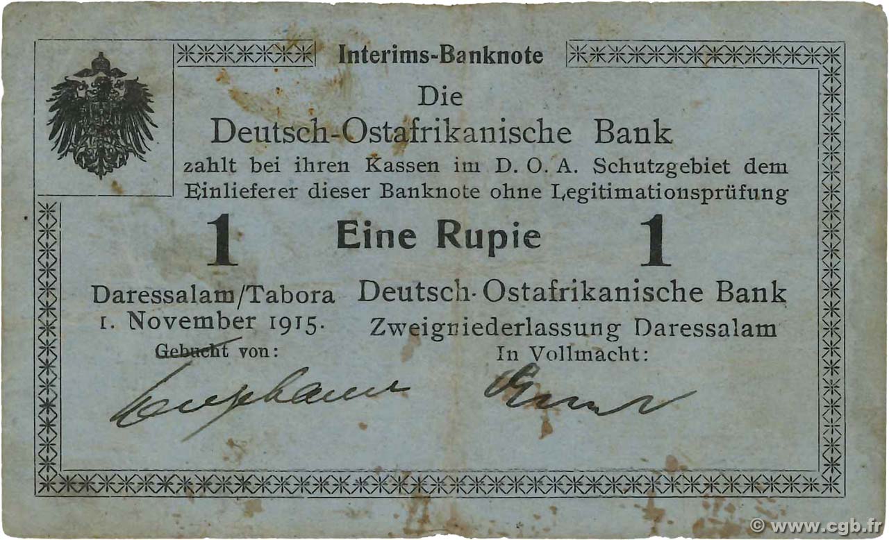 1 Rupie Deutsch Ostafrikanische Bank  1915 P.07a F