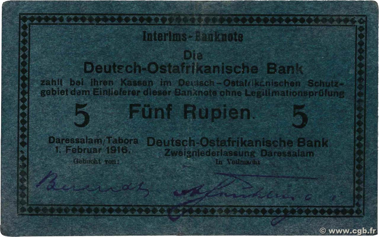 5 Rupien Deutsch Ostafrikanische Bank  1916 P.36a BB