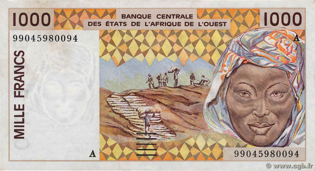 1000 Francs WEST AFRICAN STATES  1999 P.111Ai UNC-