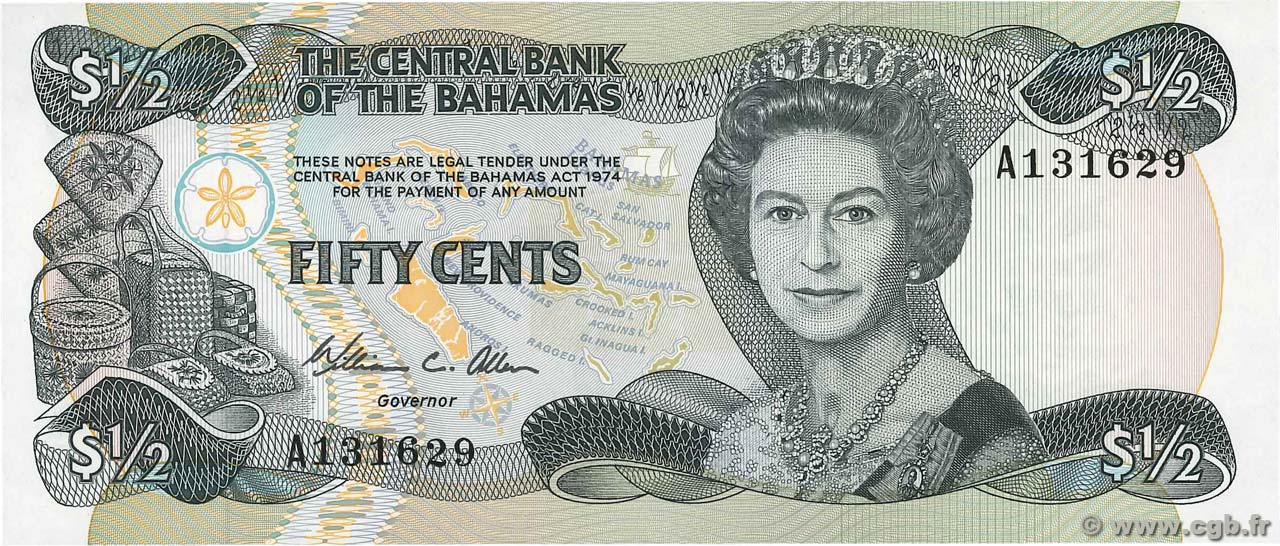 50 Cents BAHAMAS  1984 P.42a UNC