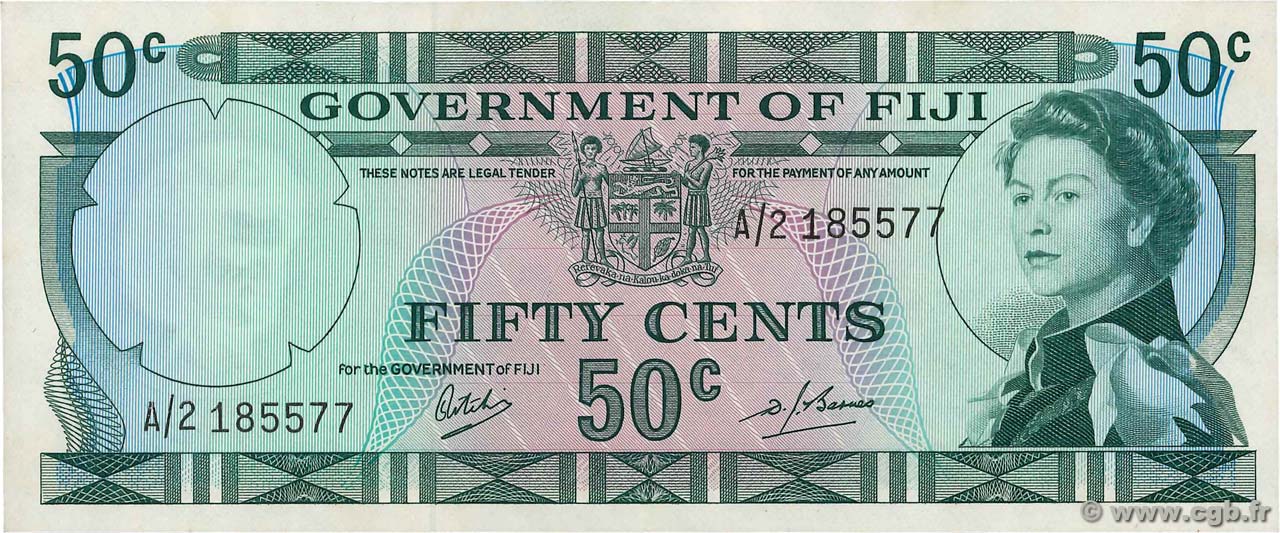50 Cents FIJI  1969 P.058a AU