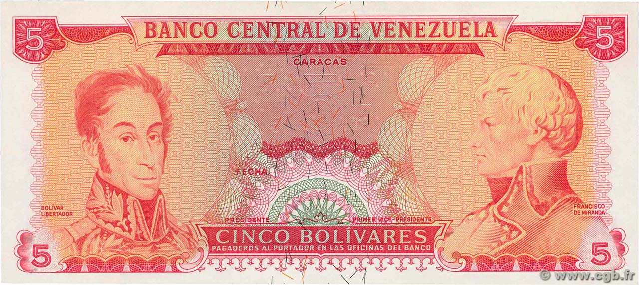 5 Bolivares Non émis VENEZUELA  1968 P.050r ST