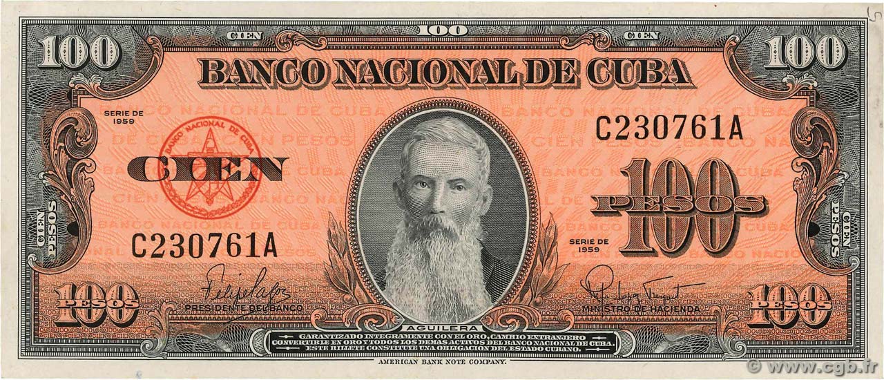 100 Pesos CUBA  1959 P.093a SC+
