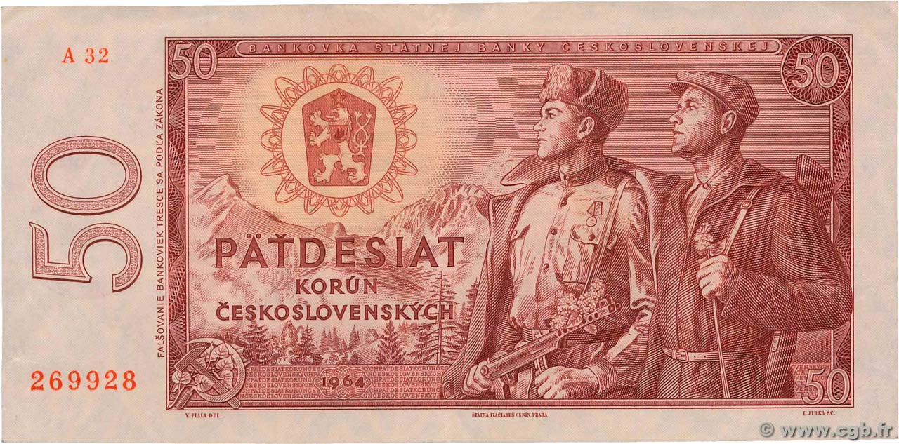 50 Korun CZECHOSLOVAKIA  1964 P.090a VF+