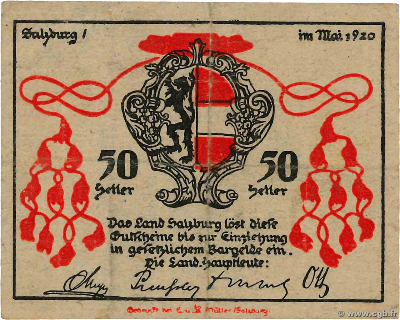 50 Heller AUTRICHE  1920 PS.131a TTB
